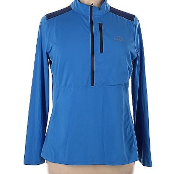 -LL Bean cobalt & navy blue 1/4 zip vented side panel sports stretch top/jacket - Picture 1 of 6
